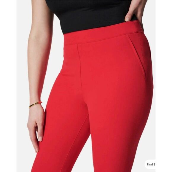 NWT Spanx Womens Petite Red Polished Kick Flare Pants, Small - Picture 3 of 16